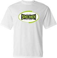 White Specimen T shirt with green oval logo